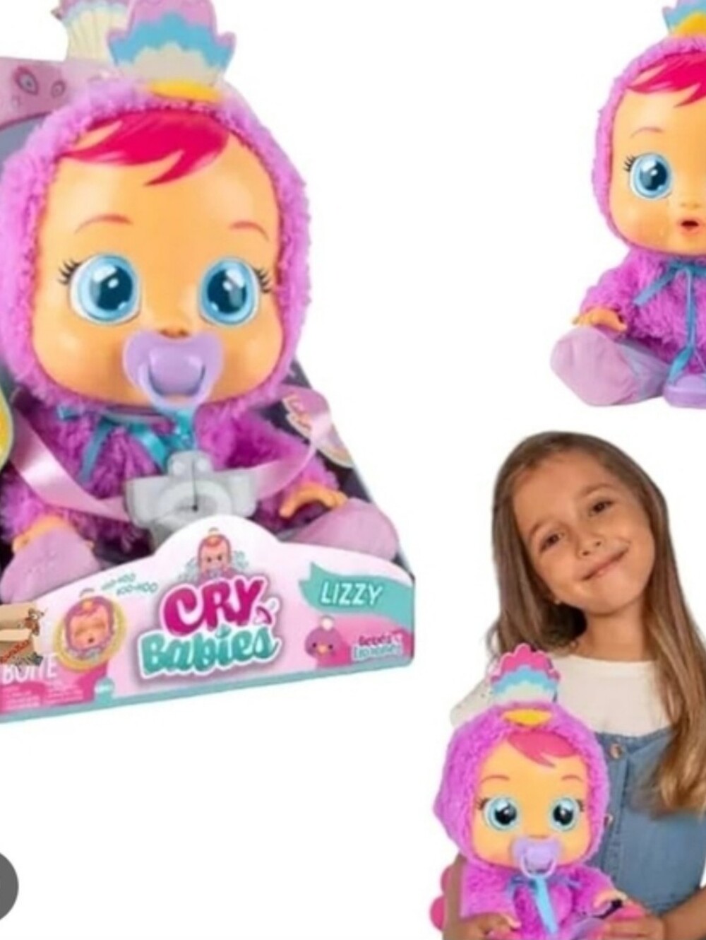 NIB Cry Babies Lizzy Baby Doll Peacock